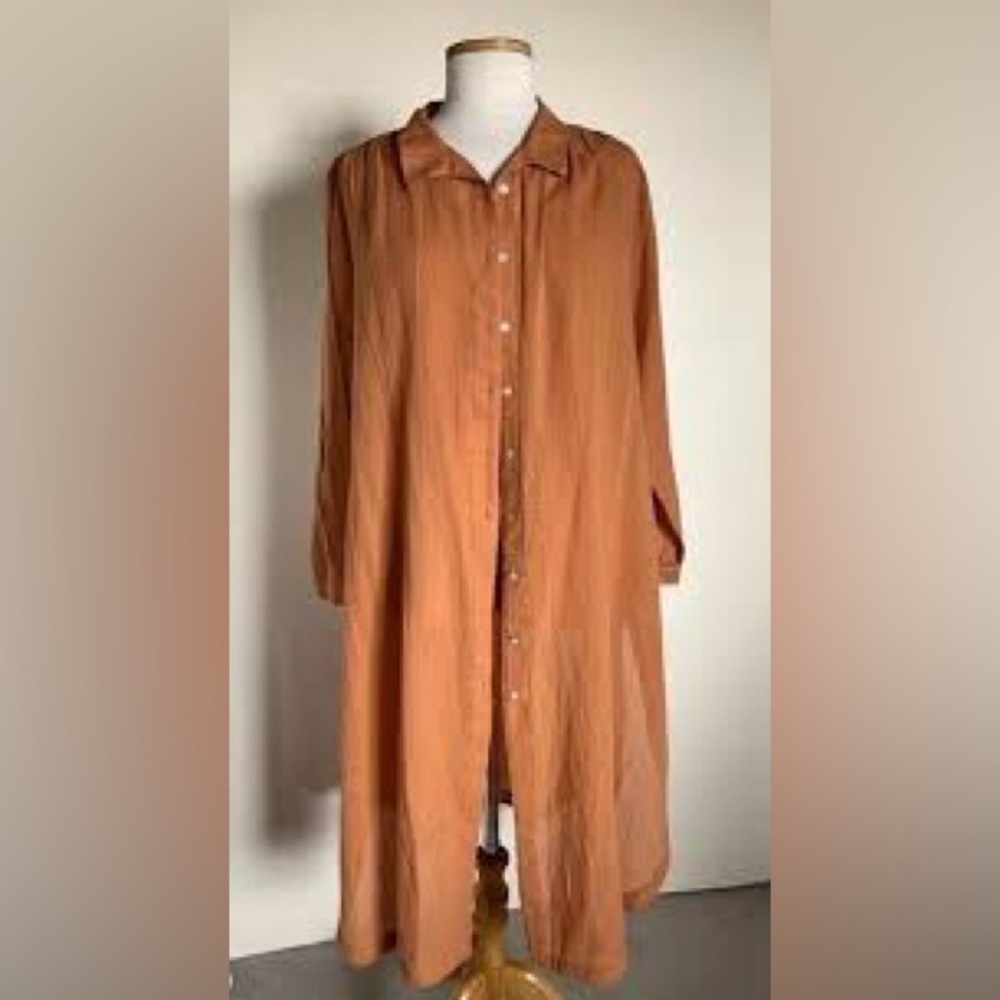 J. Jill Cinnamon Button-Up long tunic blouse